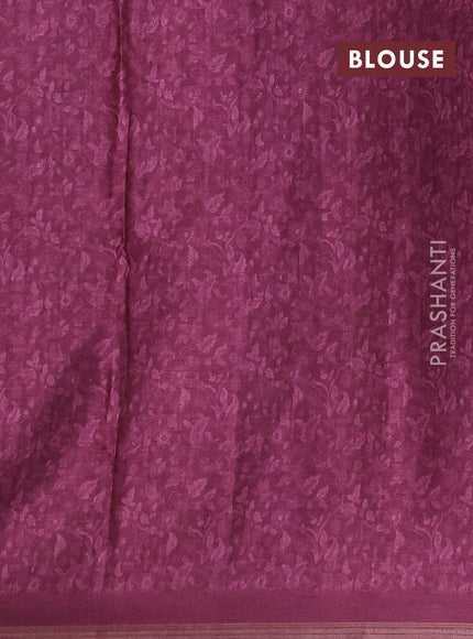 Semi tussar saree wine shade with allover kalamkari prints and zari woven piping border
