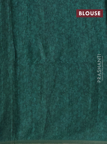 Semi tussar saree green with allover kalamkari prints and zari woven piping border