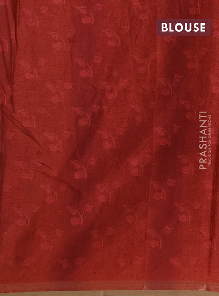 Semi tussar saree maroon with allover kalamkari prints and piping zari woven border