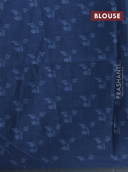 Semi tussar saree dark grey with allover kalamkari prints and piping zari woven border