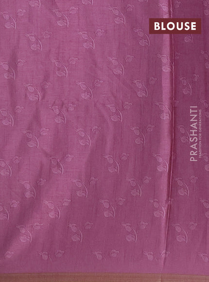 Semi tussar saree green and pink shade with allover kalamkari prints and piping zari woven border