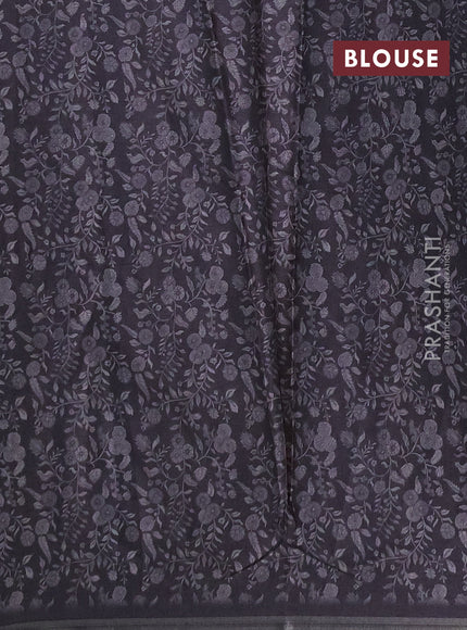 Semi tussar saree black with allover prints and piping zari woven border