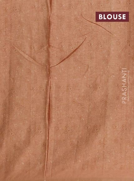 Semi tussar saree beige and dark mustard with allover prints and piping zari woven border