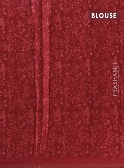 Semi tussar saree maroon with allover prints and piping zari woven border
