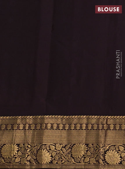 Pure soft silk saree green shade and coffee brown with allover zari woven buttas and zari woven border