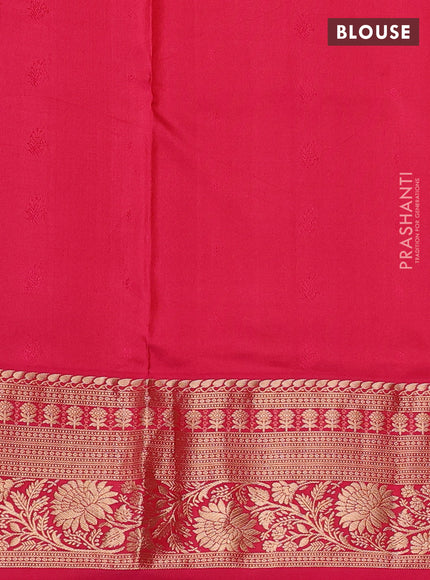 Pure soft silk saree mustard green and pink with allover zari woven buttas and zari woven border