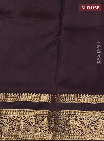 Pure soft silk saree magenta pink and coffee brown with allover zari woven buttas and zari woven border
