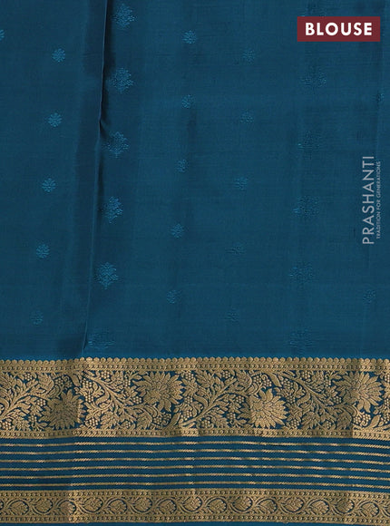 Pure soft silk saree purple and peacock blue with allover zari woven buttas and zari woven border