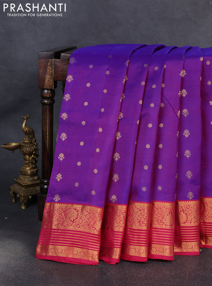 Pure soft silk saree purple and maroon with allover zari woven buttas and zari woven border