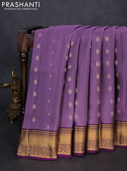 Pure soft silk saree pastel purple and violet with allover zari woven buttas and zari woven border