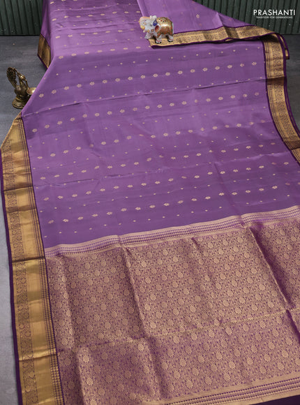 Pure soft silk saree pastel purple and violet with allover zari woven buttas and zari woven border