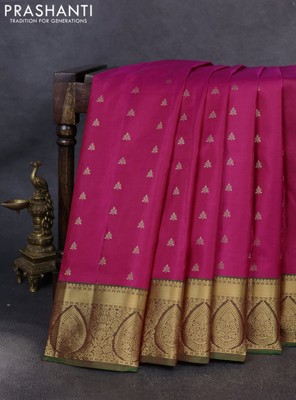 Pure soft silk saree pink and light green with allover zari woven buttas and zari woven border