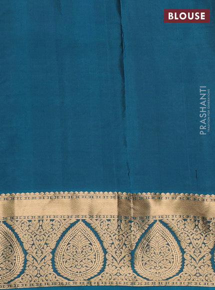 Pure soft silk saree deep wine shade and peacock green with allover zari woven buttas and zari woven border
