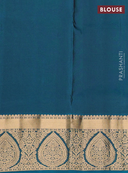 Pure soft silk saree violet and peacock green with allover zari woven buttas and zari woven border