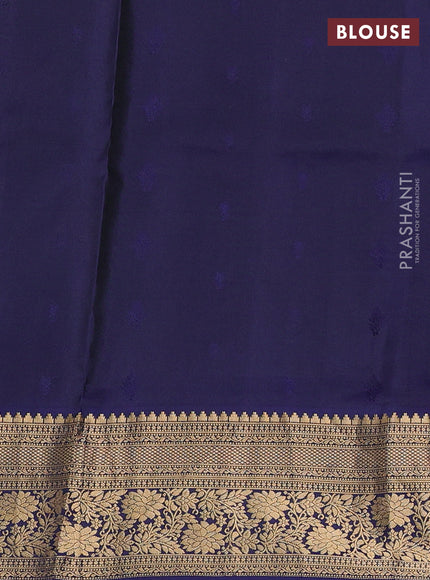 Pure soft silk saree teal shade and navy blue with allover zari woven buttas and zari woven border