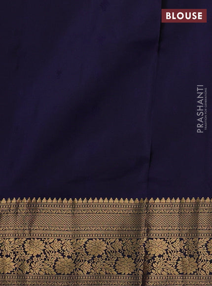 Pure soft silk saree magenta pink and navy blue with allover zari woven buttas and zari woven border