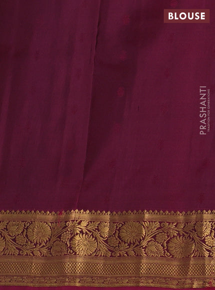 Pure soft silk saree black and magenta pink with allover zari woven buttas and zari woven border
