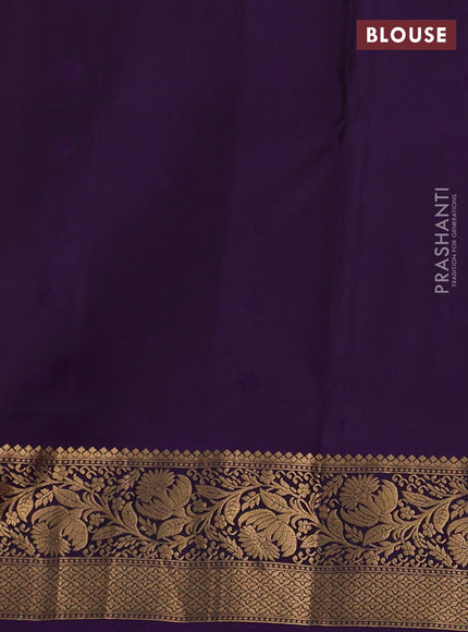 Pure soft silk saree mehendi green and purple with allover zari woven buttas and zari woven border