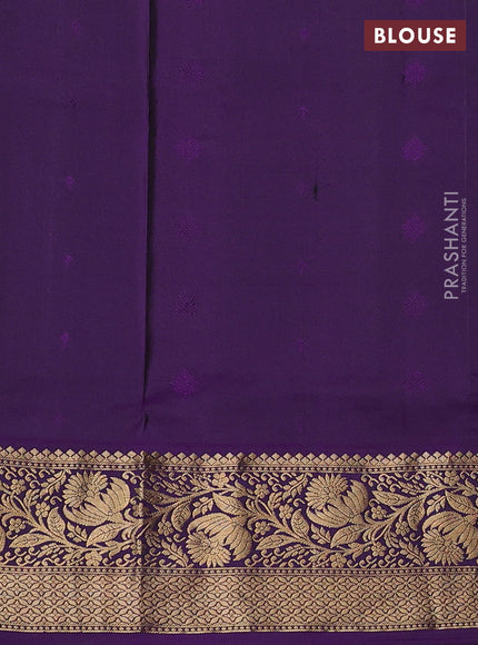 Pure soft silk saree green and purple with allover zari woven buttas and zari woven border