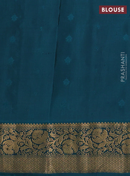 Pure soft silk saree purple and peacock green with allover zari woven buttas and zari woven border