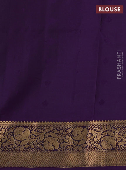 Pure soft silk saree teal shade and violet with allover zari woven buttas and zari woven border