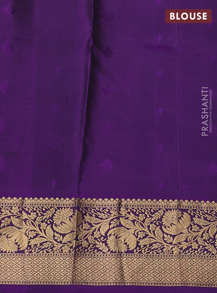 Pure soft silk saree peacock green and purple with allover zari woven buttas and zari woven border