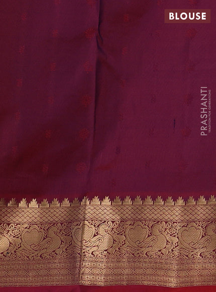 Pure soft silk saree blue and maroon with allover zari woven buttas and zari woven border