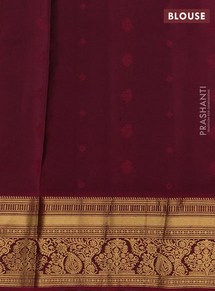 Pure soft silk saree bottle green and wine shade with allover zari woven buttas and zari woven border