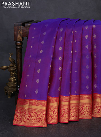 Pure soft silk saree purple and maroon with allover zari woven buttas and zari woven border