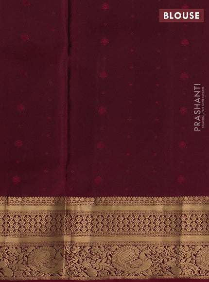 Pure soft silk saree bottle green and deep maroon with allover zari woven buttas and zari woven border