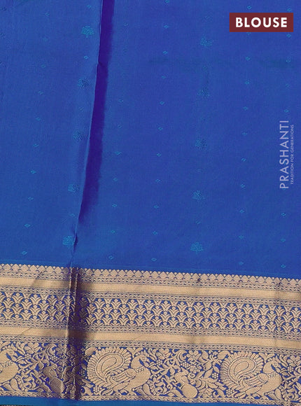 Pure soft silk saree purple and teal green with allover zari woven buttas and zari woven border