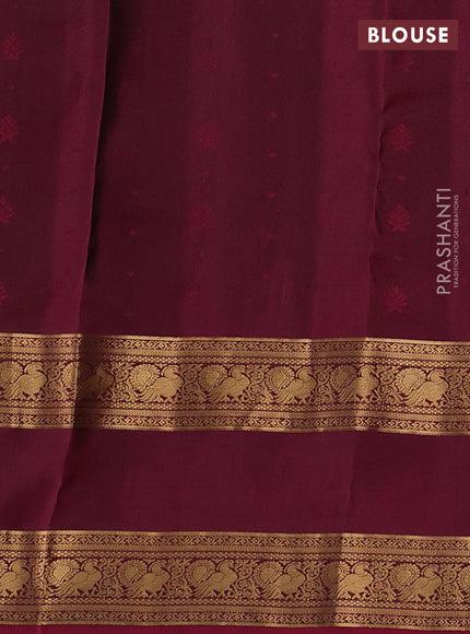 Pure soft silk saree green and magenta pink with allover zari woven buttas and rettapet zari woven border