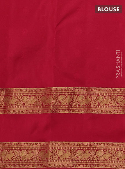 Pure soft silk saree mustard green and tomato pink with allover zari woven buttas and rettapet zari woven border