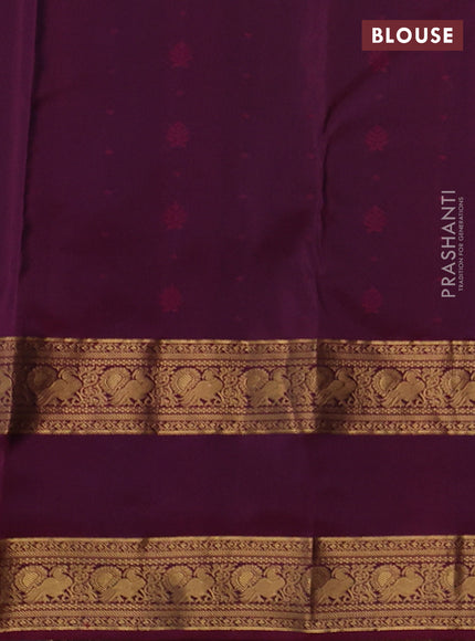 Pure soft silk saree jamun shade and magenta pink with allover zari woven buttas and rettapet zari woven border