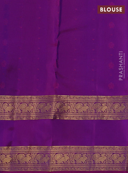 Pure soft silk saree teal green and purple with allover zari woven buttas and rettapet zari woven border