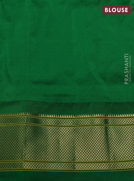 Pure paithani silk saree red and green with allover zari woven buttas and paithani weaving pallu