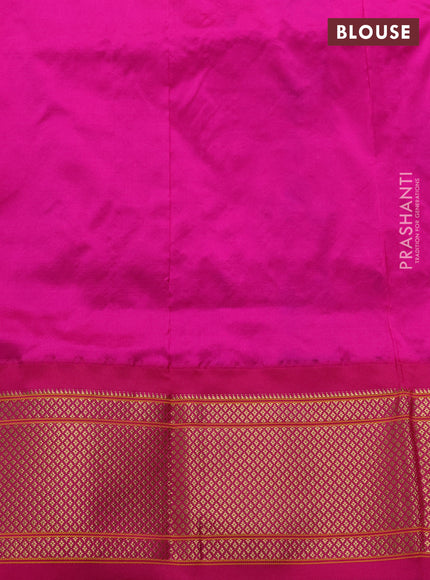 Pure paithani silk saree off white and pink with allover zari woven buttas and paithani weaving pallu