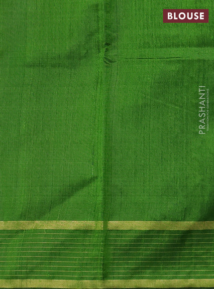 Pure dupion silk saree light green with zari woven buttas and zari woven checked border