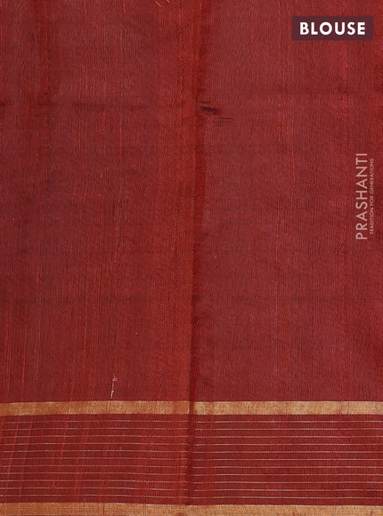 Pure dupion silk saree orange with zari woven buttas and zari woven checked border