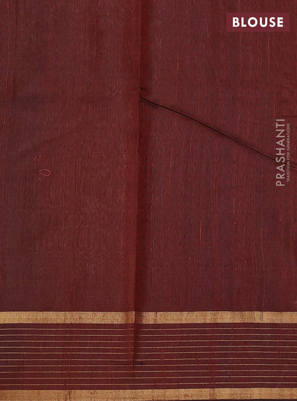 Pure dupion silk saree brown with zari woven buttas and zari woven checked border