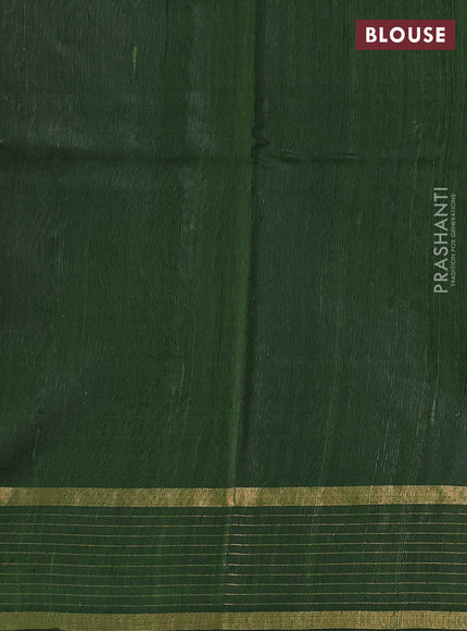 Pure dupion silk saree sap green with zari woven buttas and zari woven checked border