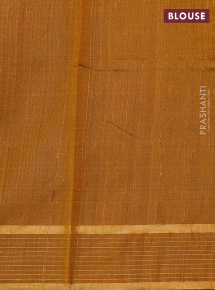 Pure dupion silk saree mustard yellow with zari woven buttas and zari woven checked border