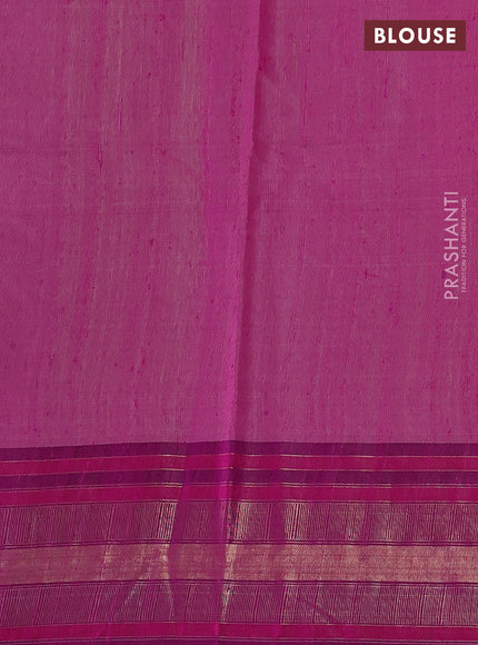 Pure dupion silk saree mild lavender and pink with plain body and temple design zari woven border