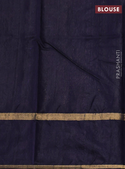 Pure dupion silk saree cs blue and navy blue with zari woven buttas and rettapet woven butta border