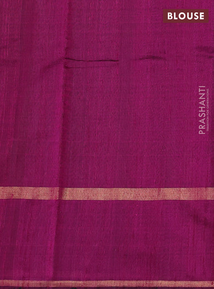 Pure dupion silk saree sap green and magenta pink with zari woven buttas and rettapet woven butta border