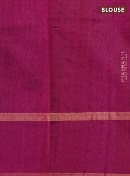 Pure dupion silk saree teal green and magenta pink with zari woven buttas and woven butta border
