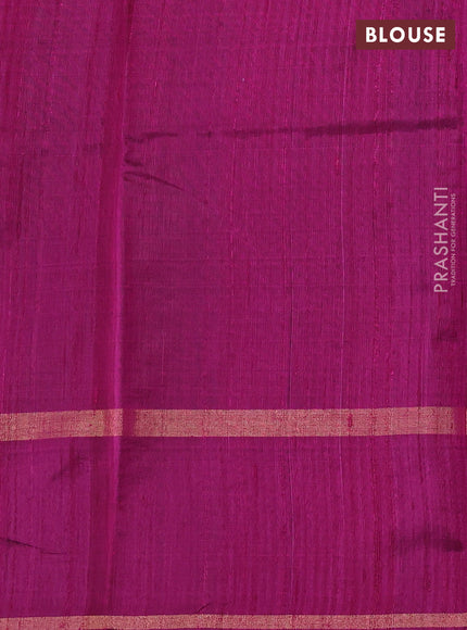 Pure dupion silk saree coffee brown and magenta pink with zari woven buttas and woven butta border