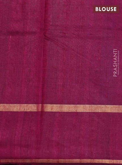 Pure dupion silk saree light blue and magenta pink with zari woven buttas and woven butta border