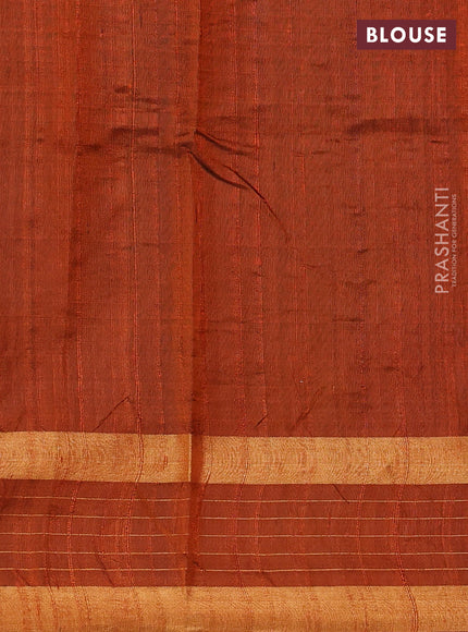 Pure dupion silk saree purple and rustic orange with allover zari weaves and zari woven border