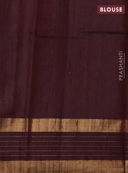 Pure dupion silk saree rustic orange and deep maroon with allover zari weaves and zari woven border